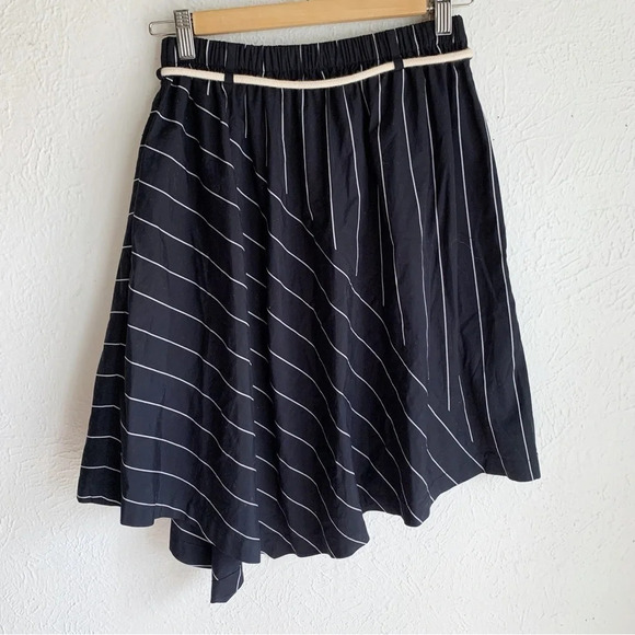 Vince Striped Asymmetrical Rope Tie Skirt Black White Sz Small - Picture 3 of 6